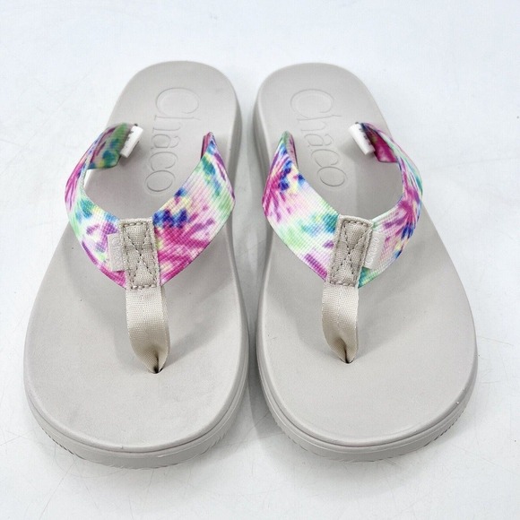 Chaco Chillos Rainbow Tie Dye Flip Flop Thong Sandals - Picture 3 of 6
